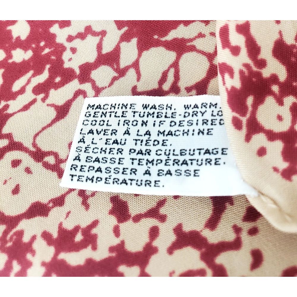 VTG Vera Scarf Burgundy / Tan Abstract Print Rectangle Japan Polyester Signed - Picture 9 of 9